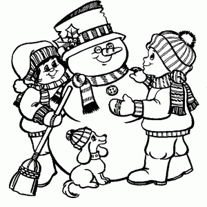 Bonhomme de neige avec des enfants