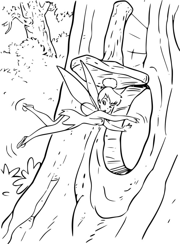 Clochette vole vers un arbre