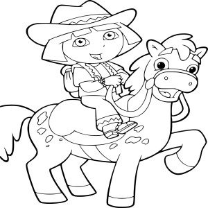 Dora sur un cheval