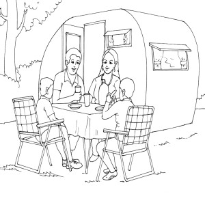 Famille en camping
