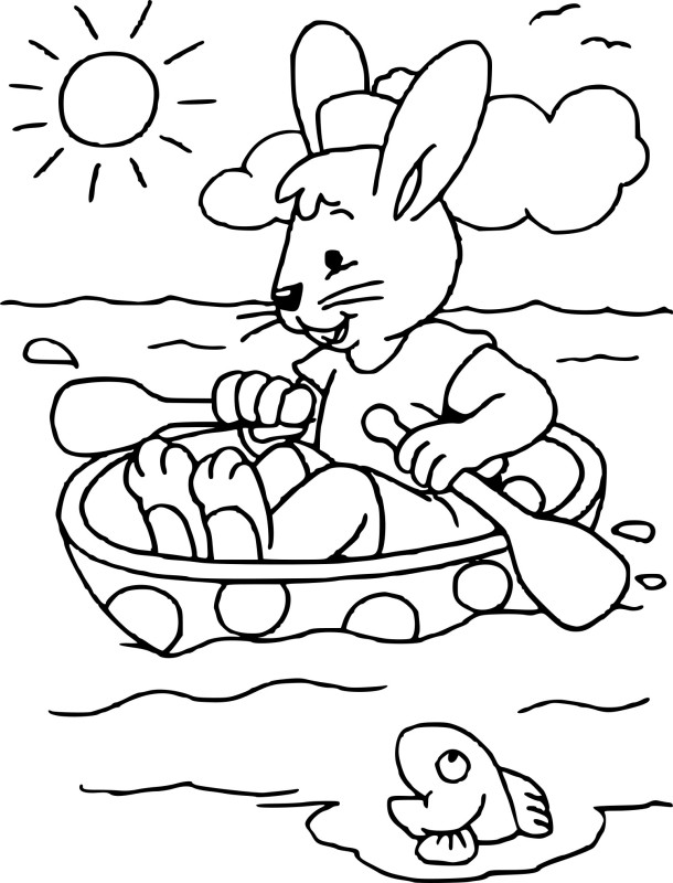 Lapin sur une barque