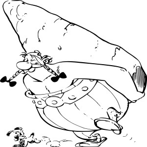 Obelix et un menhir