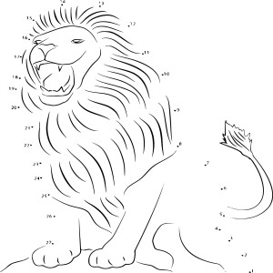Point à relier Lion dessin