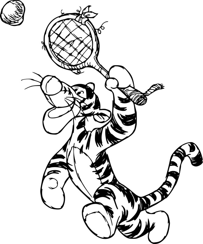 Tigrou joue au tennis