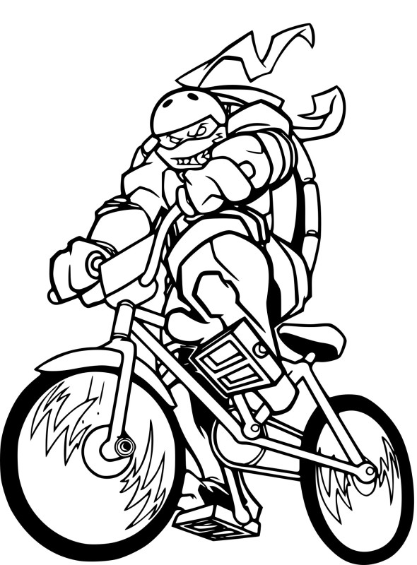 Tortue Ninja en moto