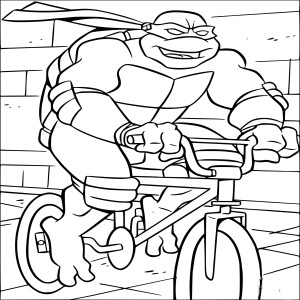 Tortue Ninja en vélo