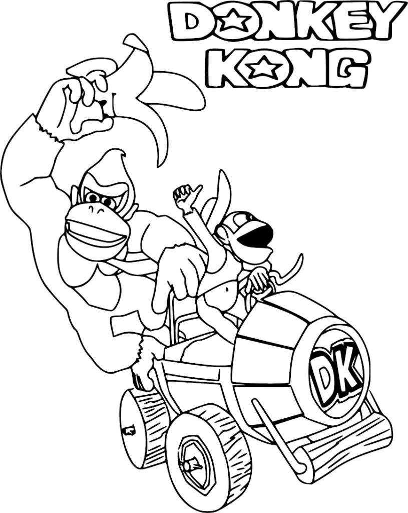 Coloriage Donkey Kong dans le jeu Mario Kart